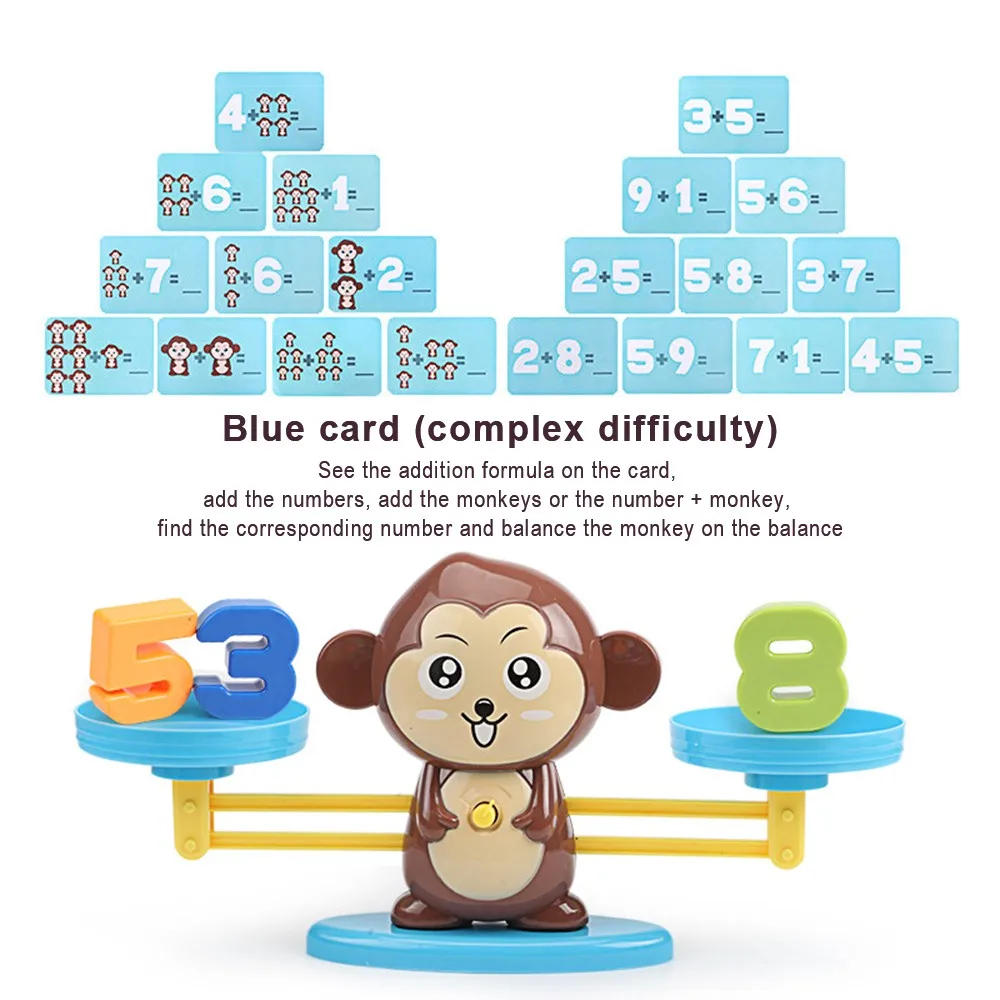 Monkey Match Balancing Scale Math Match Game Board Toys Number Balance Game Kids Educational Toy to Learn add and subtract