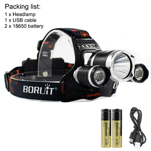 BORUIT 2200LM T6 LED Headlight Flashlight Head Lamp Light AA