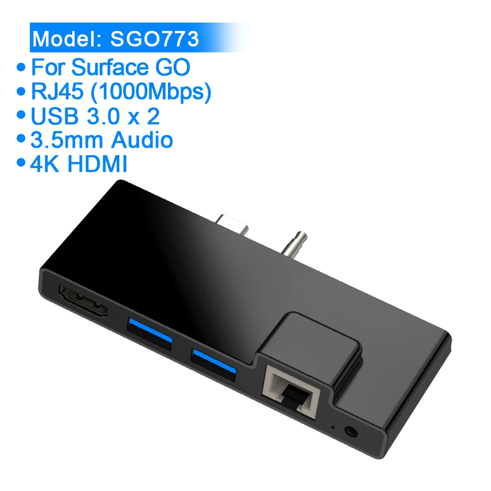 Rocketek usb 3,0 кард-ридер концентратор 4K HDMI 1000 Мбит/с гигабитный Ethernet адаптер SD/TF micro SD 3,5 мм аудио для microsoft Surface GO - Цвет: SGO773