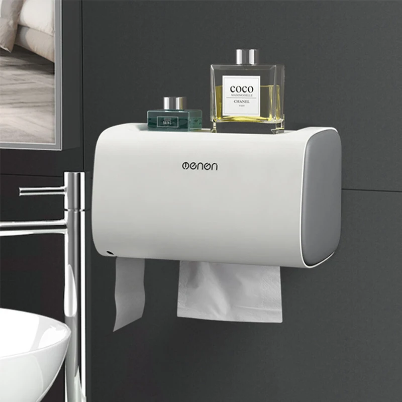 UNTIOR Bathroom Waterproof Toilet Paper Holders Wall Mounted Storage Box Double Layer Plastic Paper Holders Portable Tissue Box