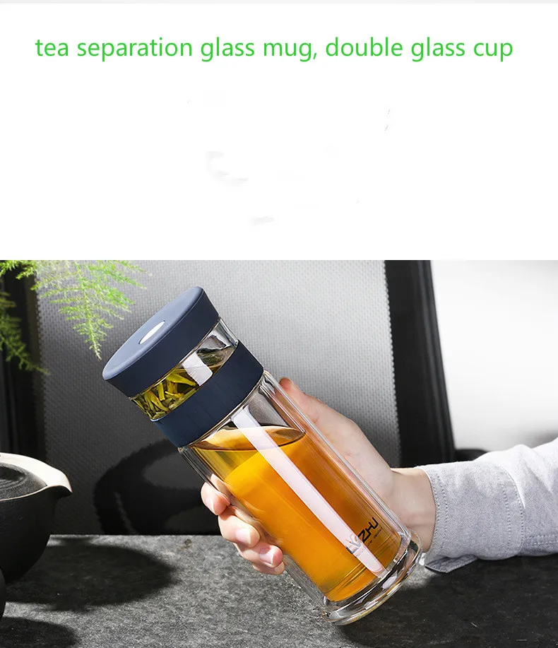 400 мл портативная Двойная Стенка из боросиликатного стекла бутылка с сеточкой для заваривания чая воды с крышкой фильтр Автомобильная чашка креативный подарок стакан