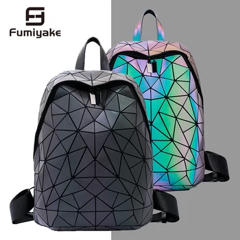 

Luminous Backpacks Women Geometric Laptop Backpack For Men Shoulder Backpack School Holographic Rucksack Female Trave School Bag