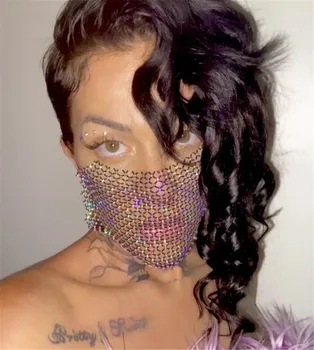 

EASTOKES New Fishnet Rhinestone Ladies Mouth Cover Jewelry Mask Purdah Veil Yashmak Cover Jewelry Mask Party Clubwear