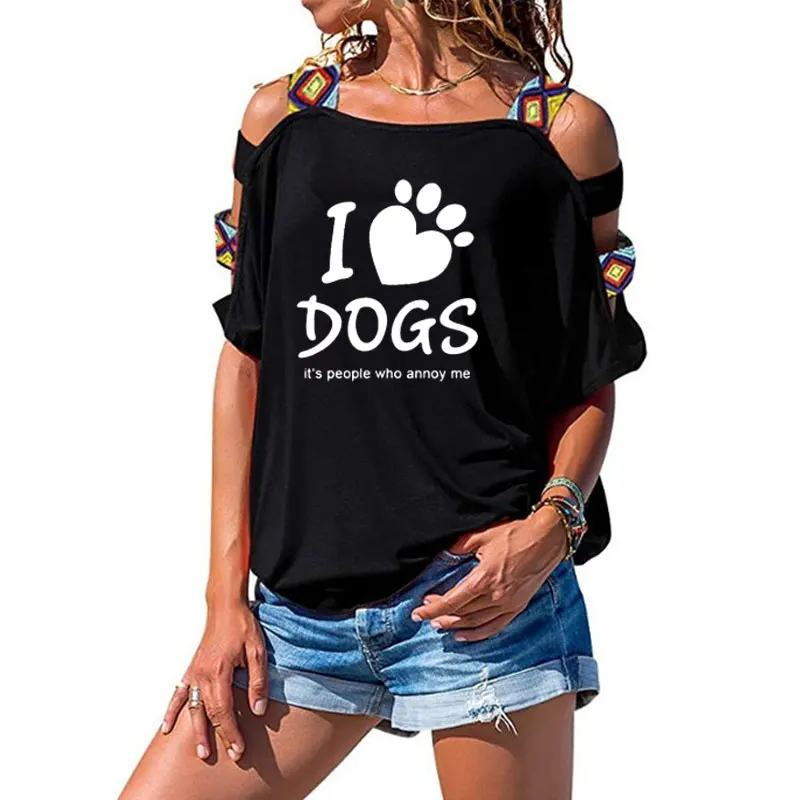 Женская футболка с надписью I LOVE DOGS is Human THAT раздражающие буквы Летняя Сексуальная