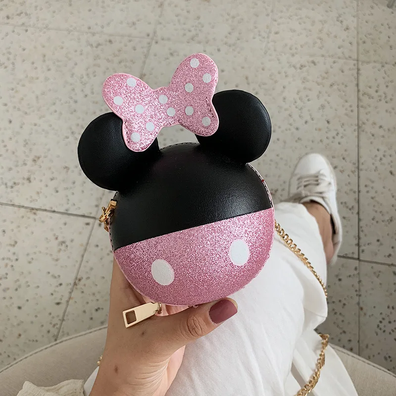 Disney Микки Маус сумка женская Новая мода яркая звезда милый Микки лук девушка цепь сумка для покупок монета - Цвет: 3