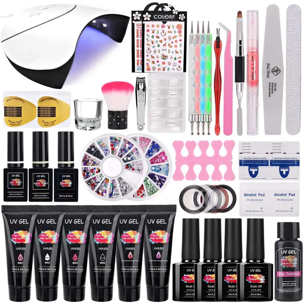 HOT SALES! Poly Nail Gel Extension Kit 15ml 6 Colors Builder Gel Crystal Jelly UV Gel Manicure Set Gel Nail Polish Nail Decorations