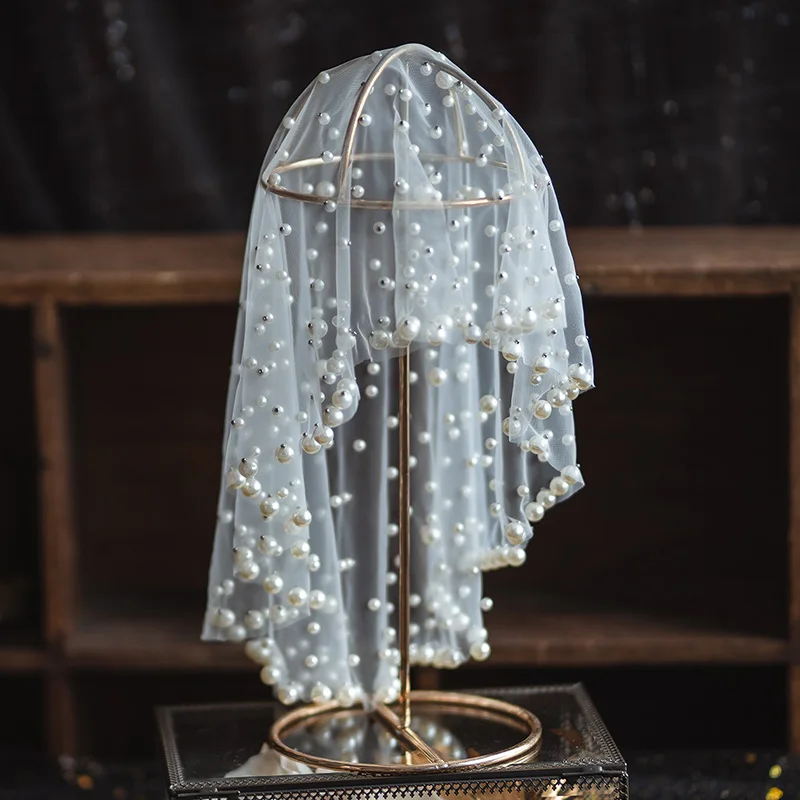 Повязка на голову с жемчугом и бусинами Кружевная повязка для невесты аксессуары