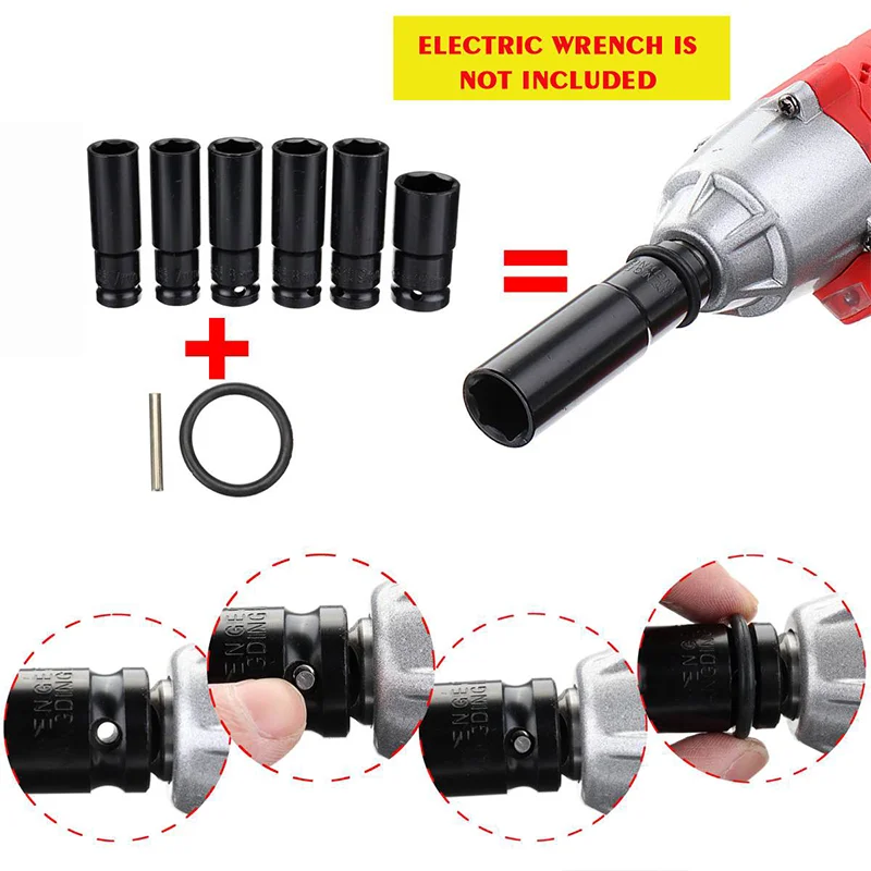 4/9/13PCS Impact Wrench Socket Set Universal Accessories Electric Wrench Repair Sleeves Batch Head Drill Chuck Drive Adapter Set 6