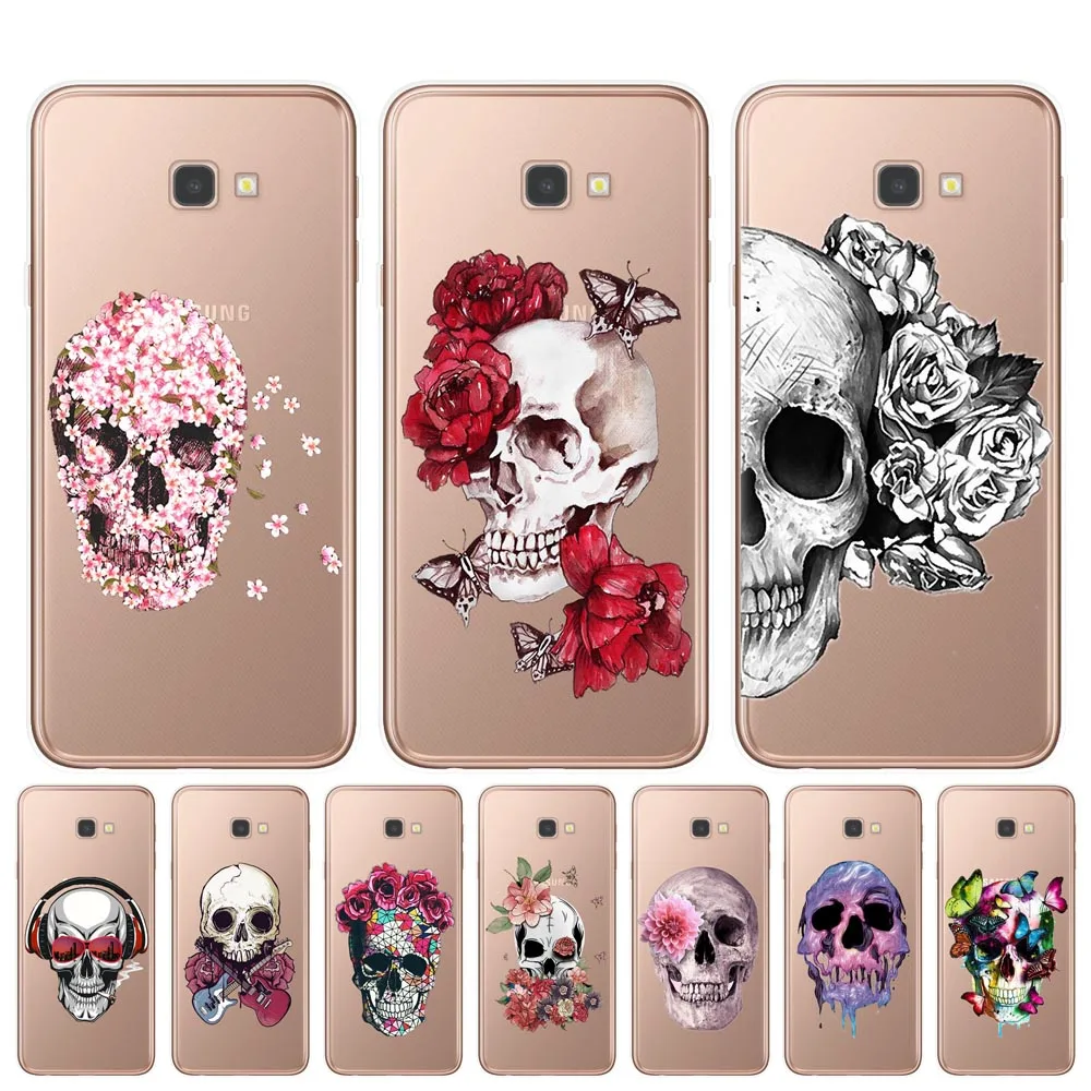 Прозрачный силиконовый чехол для Samsung J3 J5 J7 2016 2017 J4 J6 Plus 2018 Note 8 9 10 Pro ретро черепа с