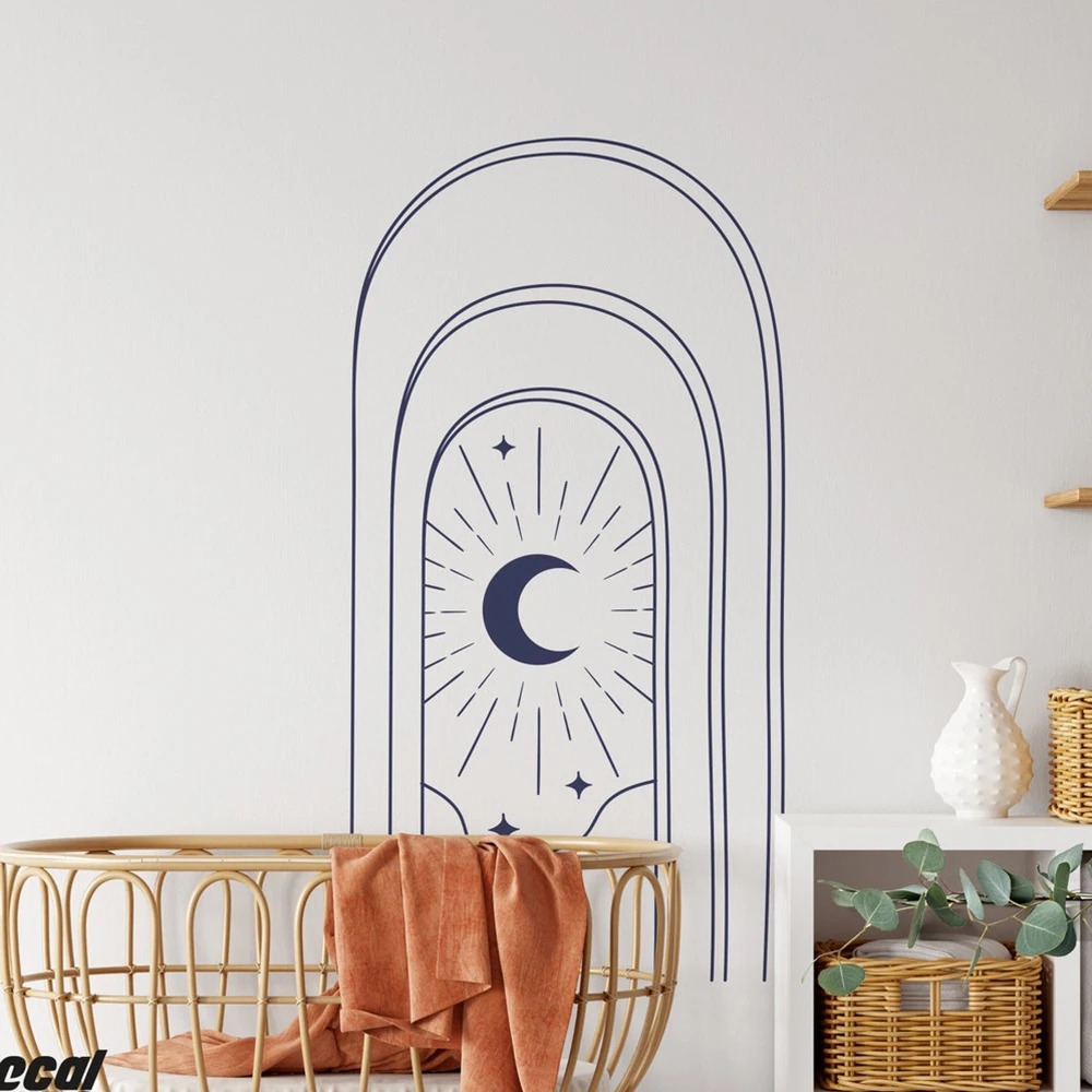

Boho Arch Mountain Sun Moon Stars Wall Sticker Baby Nursery Kids Room Scanvinia Boho Design Wall Decal Bedroom Vinyl Decor