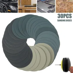 Disques de ponçage pour ponceuse, 5 pouces, 30 pièces, 125mm, étanche, pour papier de verre, avec crochet et boucle 