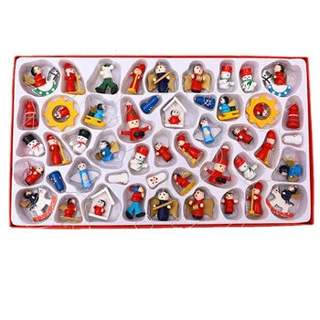 

48 Pcs Wooden Cute Christmas Pendants for Christmas Party Ball Home Wall and Other Decoration