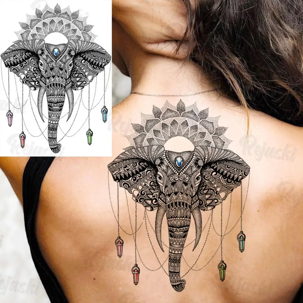 Geometrische Tijdelijke Tatoeages Voor Vrouwen Henna Olifant Dream Catcher  Feather Fake Gem Hanger Tattoo Sticker Onderarm Tatoos Body - AliExpress, image size:1024x1024