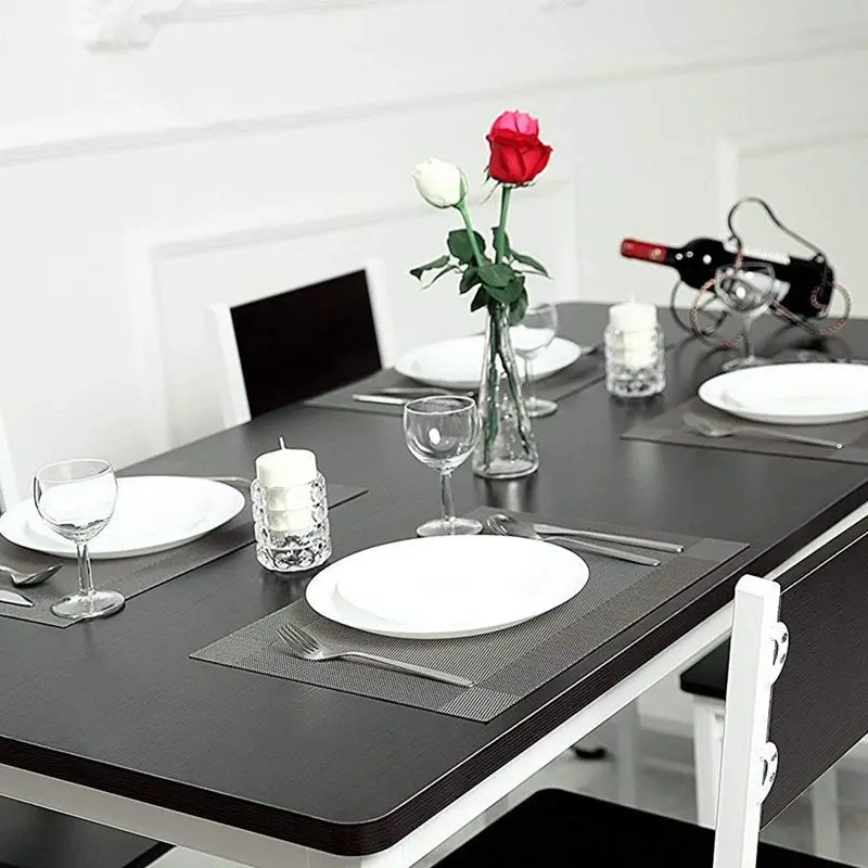 Silver Placemats,Silver Table Mats,Non-slip Insulation Table Dinner Mats Weave Washable Dining Placemats for Kitchen Table Set