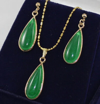 +++902 New Design Inlay Green 18kgp Necklace Pendant Earrings Jewelry Set | Украшения и аксессуары