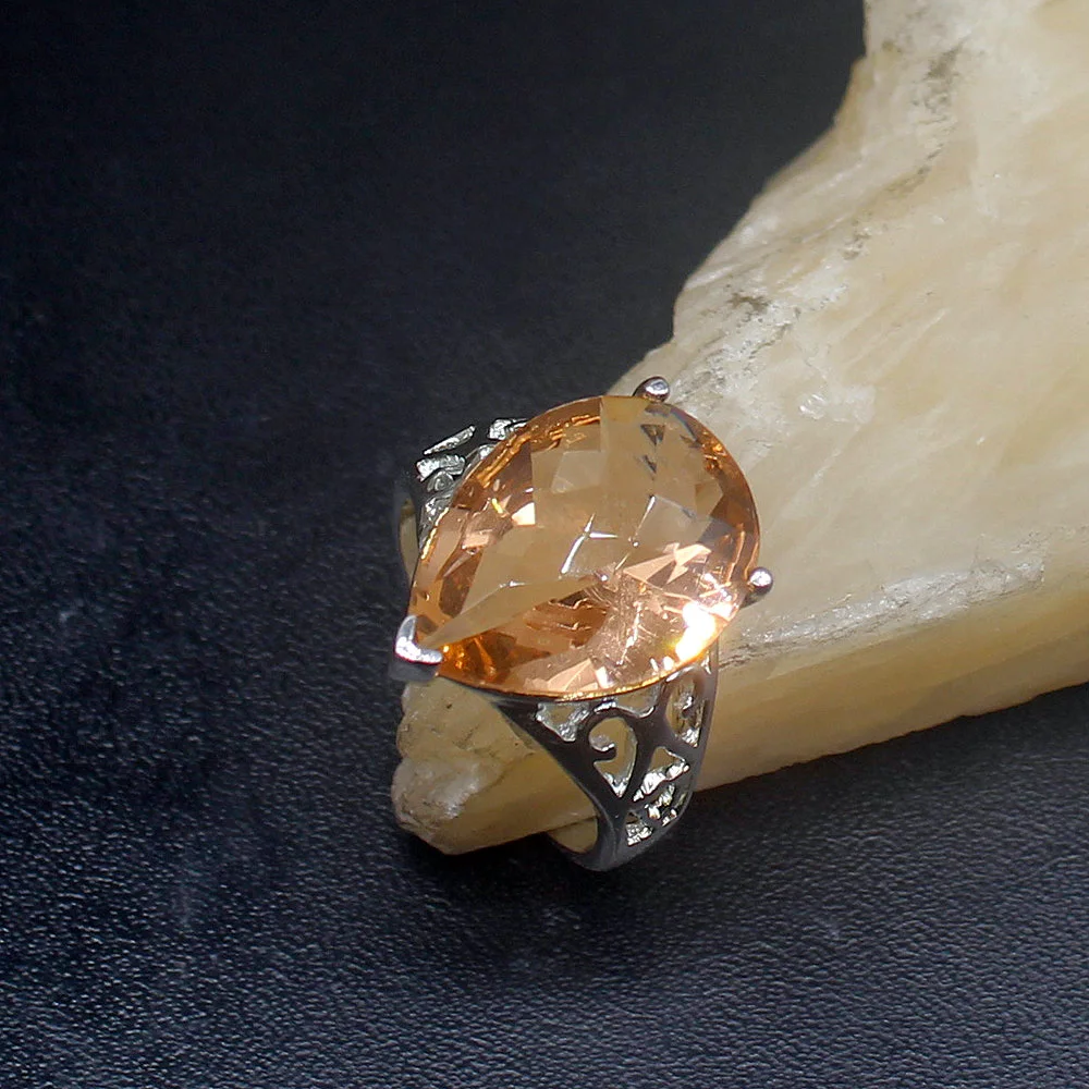 

Gemstonefactory Jewelry Big Promotion Single Unique 925 Silver Honey Topaz Adorable Women Men Gifts Rings 8# 20213084