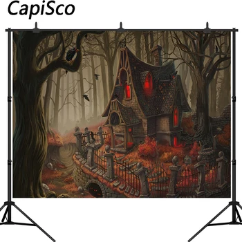 

Capisco Photography Backdrop Halloween Haunted House terrorist forest Background Kids Adults Costume Party Photo Studio Props