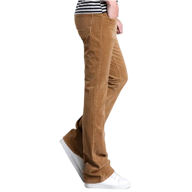 

Spring New Corduroy Flared Pants Men Boot Cut Business Casual Elasticity Slim Slightly Bootcut White Red Black Khaki Trousers