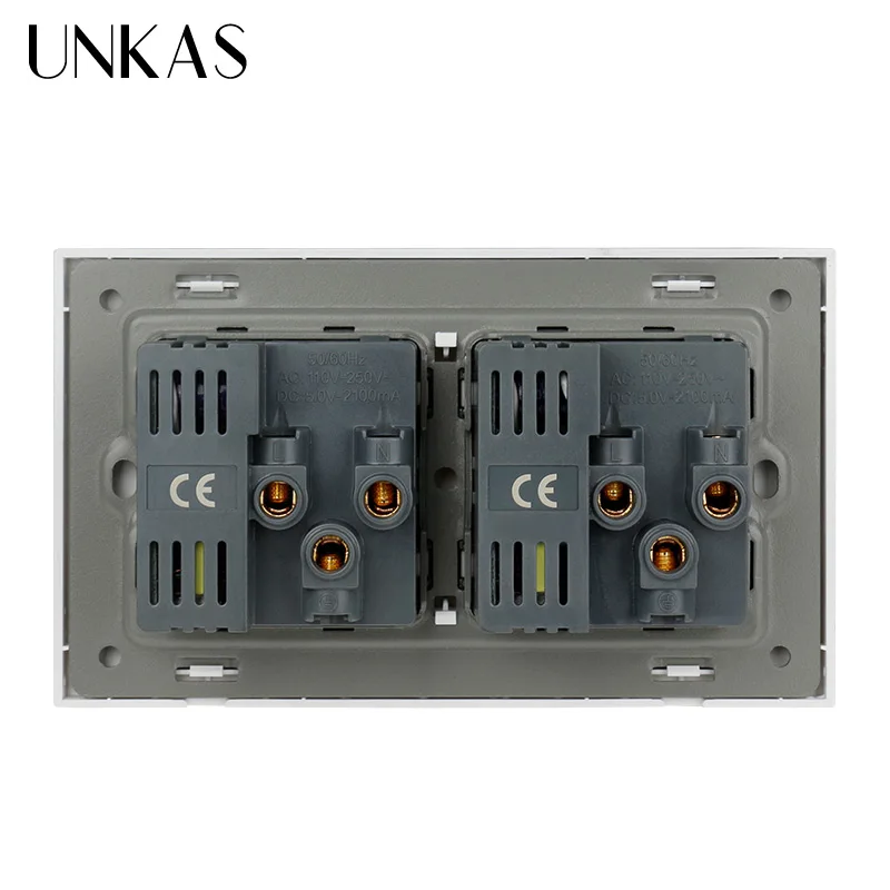 UNKAS ПК Панель настенная розетка двойная универсальная 5 отверстий розетка с 4 USB Smart индукционное зарядное устройство порт для мобильного