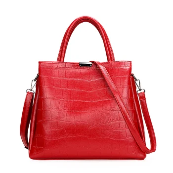 

High quality shoulder lady crocodile pattern bag tote casual purse messenger composite hand women leather bag set for women