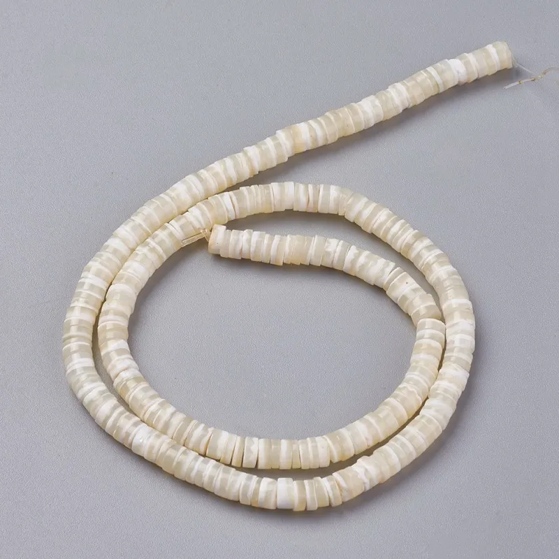 Пресноводные бусины из ракушек, диск/плоский круглый, бусины Heishi 5~ 5.5x0.5~ 2,5 мм, отверстие: 1 мм; около 220~ 221 шт/прядь, 15,7~ 16,5''