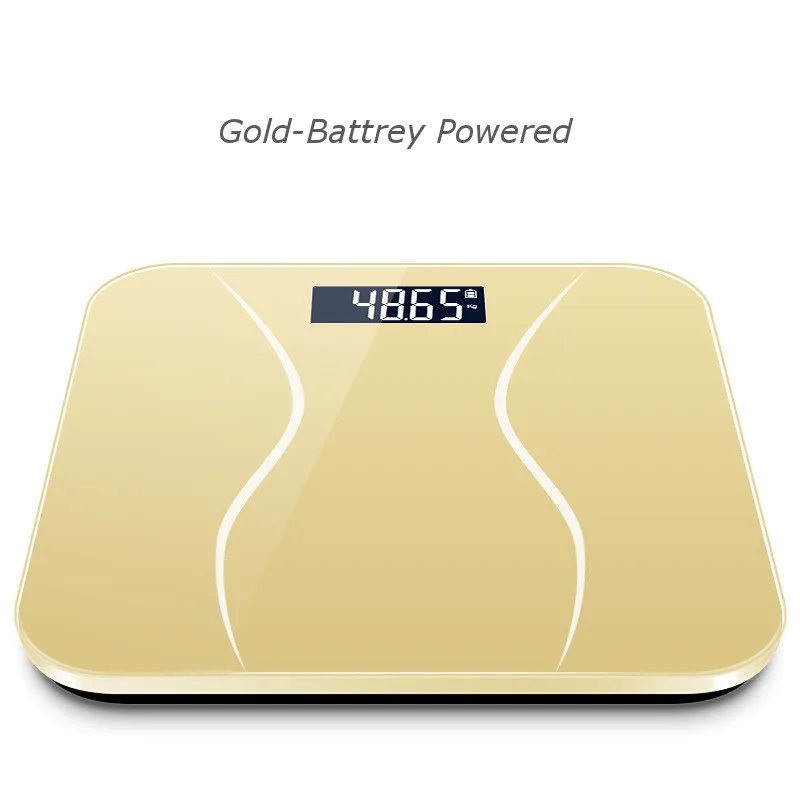 Gold Напольные весы для ванной комнаты, стеклянные умные бытовые электронные цифровые весы, Бариатрический ЖК-дисплей, весы 180 кг/50 г - Цвет: Gold
