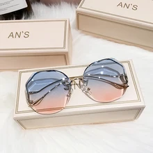 Beautifully Decorative Glasses All-match Rimless Sunglasses Irregular Trimmed Sunglasses Women Exquisite Gradient Sunglasses