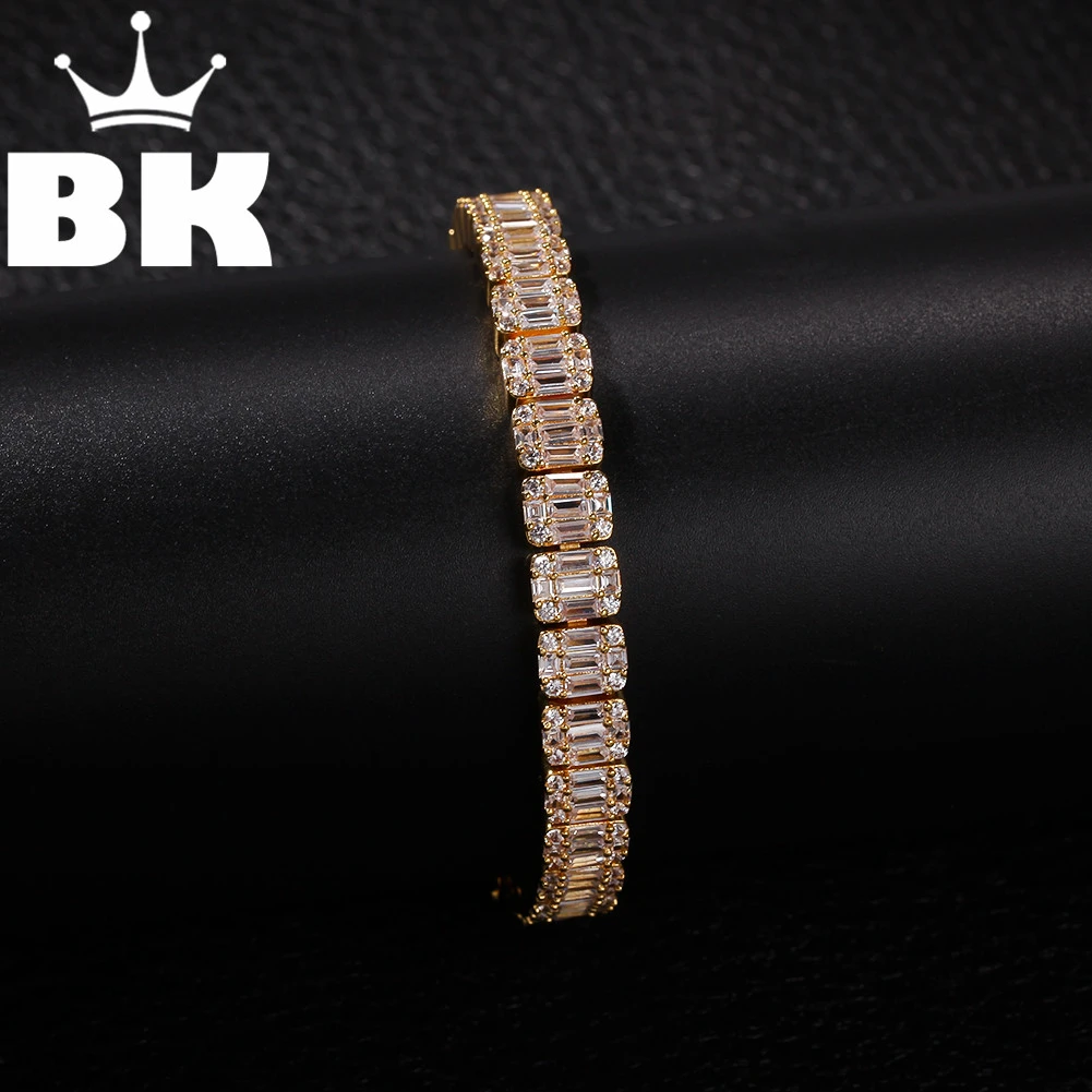 

THE BLING Charm 2 Columns Square Cubic Zirconia Hiphop Gold Silver Color Mens Bracelets Bling Bling Fashion Jewelry