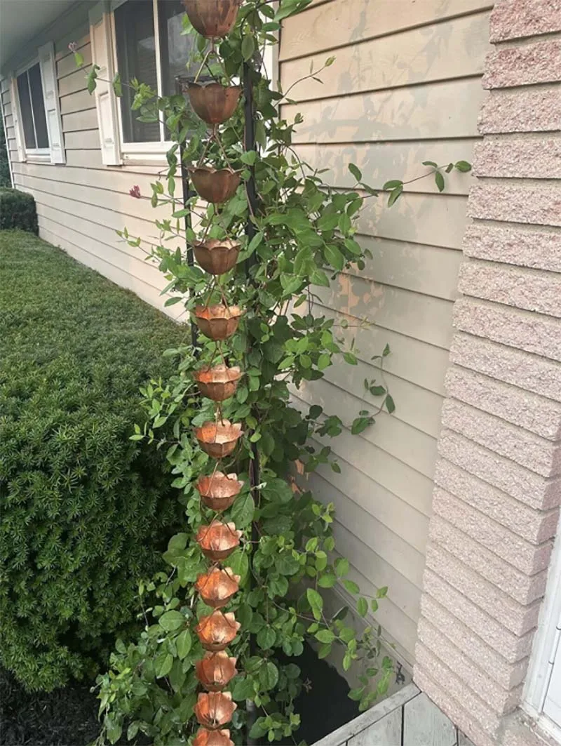 2.60m Copper Lotus Rain Bell Drainage Chain Water diversion chain