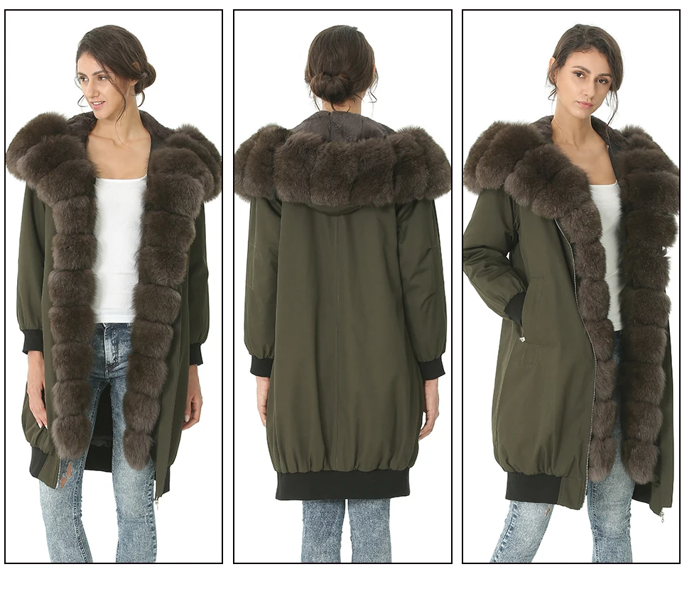 Winter Coat Women Female Jacket Coat Long Fur Hooded Parka Ladies Autumn Basic Jacket Women Clothes Army Green New Arrival