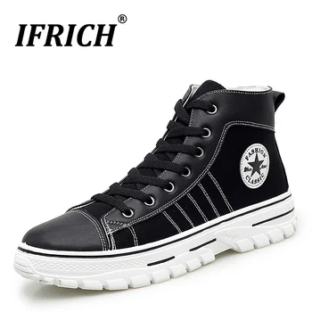 

New Arrival Male Canvas Flats Shoes High Top Men Sneakers Fashion Lacing Men Casual Shoes Hard-Wearing Men Canvas Sneakers