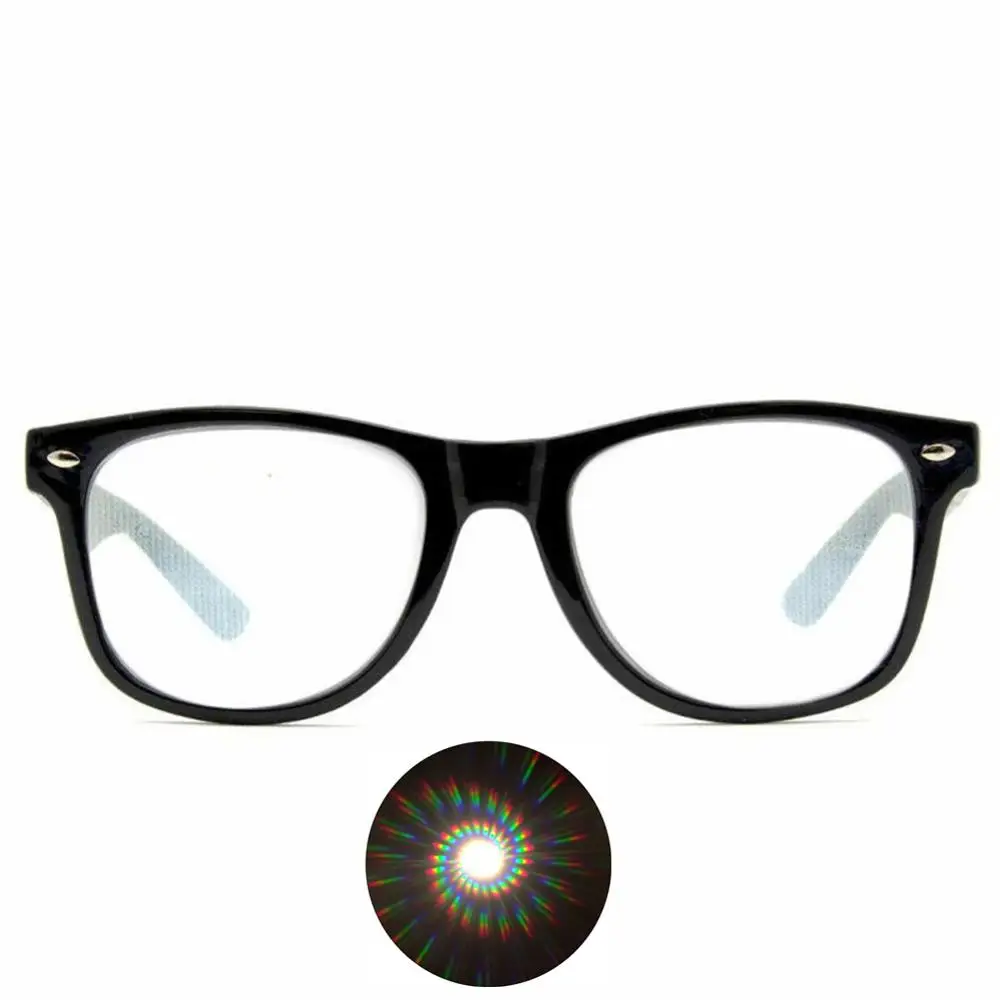 1pc Premium Spiral Diffraction 3D Prism Raves Glasses Plastic For Fireworks Display Laser Shows,Rainbow Gratings Glasses Spirals 