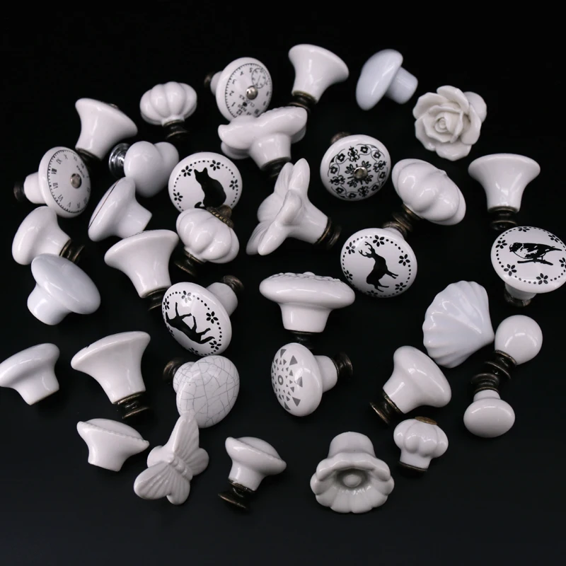 Classic White Porcelain/Ceramic Drawer Pull Knob Cabinet Cupboard Door Handle Knob 1x