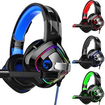 

Professional Led Light Gaming Headphones for Computer Adjustable Bass Stereo PC Gamer Over Ear Wired Headset With Mic Gifts