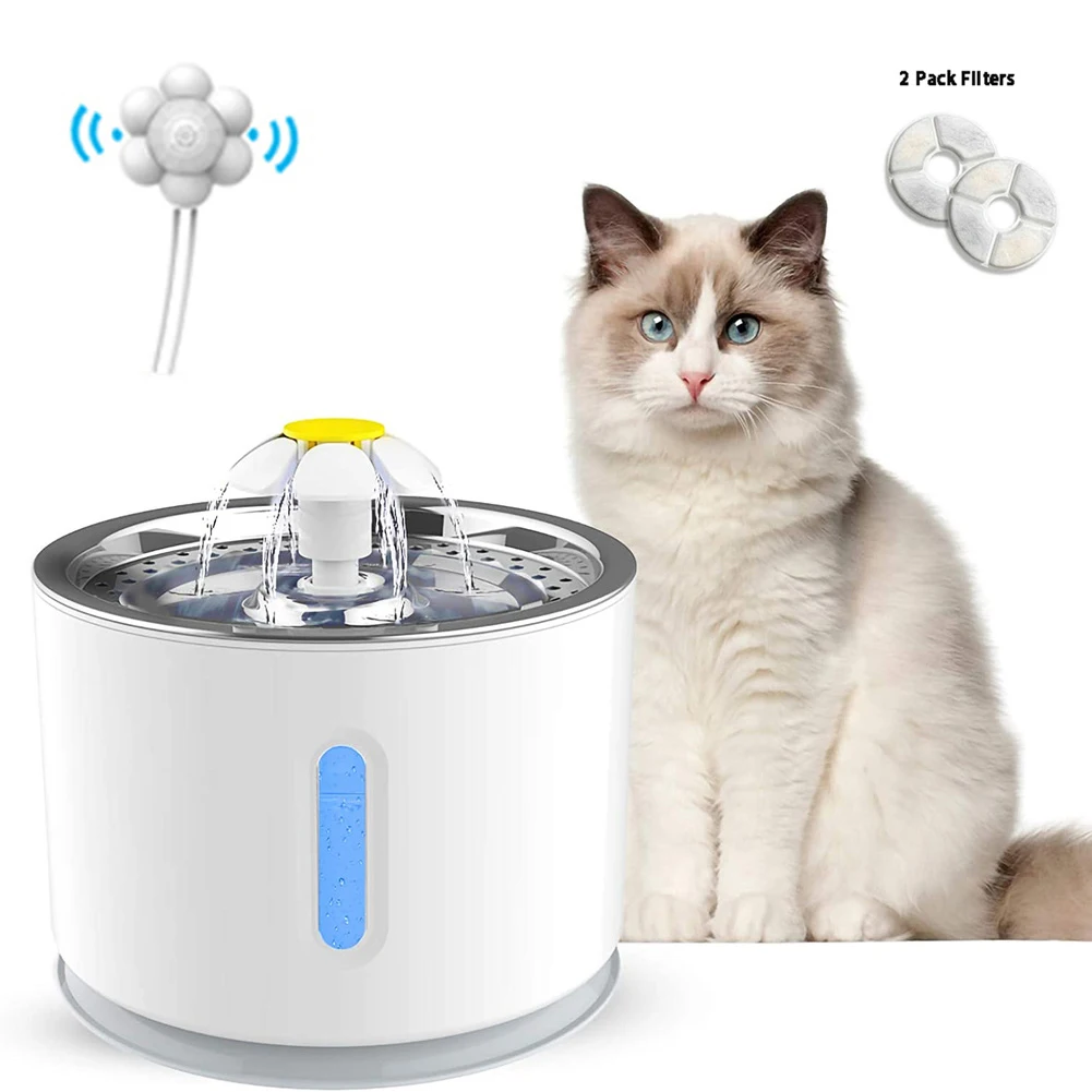 2.4L Automatic Pet Cat Water Fountain with LED Electric USB Dogs Cats Mute Drinker Feeder Bowl Pet Drinking Fountain Dispenser