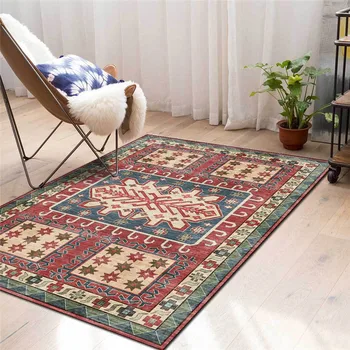 

Fashion Morocco Rug Red Bottom Geometric Mosaic Ethnic-Style Carpet Living Room Bedroom Bed Blanket Bath Mat