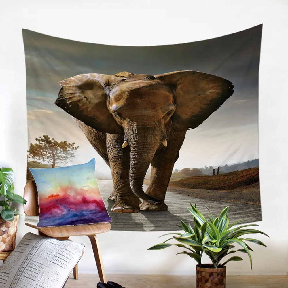 2 Size Elephant Tapestry Wall Hanging Wall Tapestry Blanket Farmhouse Decor Polyester Window Tapestry Yoga New