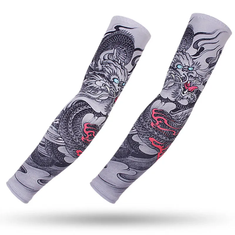 Cycling Arm Covers Dragon Game Arm Sleeves Arm Warmers Cuffs Quick Dry Sport Gaming Tattoo Sleeve Elbow Pads Cover