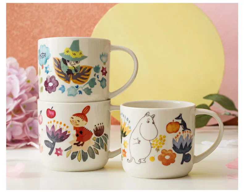 Кружка Moomin в скандинавском стиле, милая Женская чашка из мультфильма, керамическая чашка для питьевой воды