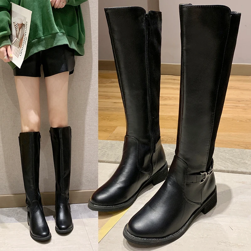 

Chunky Heel Bootee Woman 2019 Women's Mid Calf Boots Luxury Designer Shoes Leather Booties Zipper Clogs Platform Round Toe Low