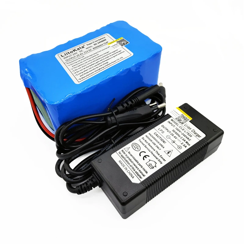 LiitoKala 24V 8ah Электрический велосипед литий-ионный аккумулятор 29,4 V 8000mAh 15A BMS 250W 24V 350W 18650 W аккумулятор для инвалидной коляски
