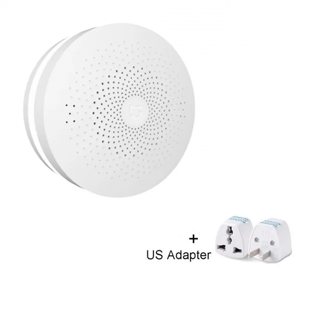 add US plug Новинка, Xiaomi Mijia, многофункциональный шлюз, 2 хаба, сигнализация, интеллектуальная, онлайн радио, Ночной светильник, звонок, умный дом, концентратор - Цвет: add US plug
