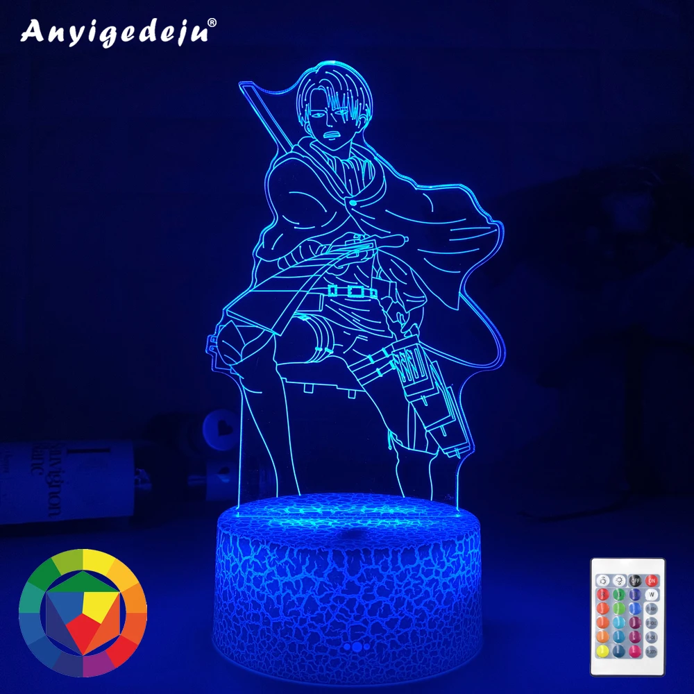 

Светодиодный ночсветильник из аниме «атака на Титанов» Levi Ackerman, декоративная настольная лампа 3d для спальни, подарок для детей, «атака на Титанов»