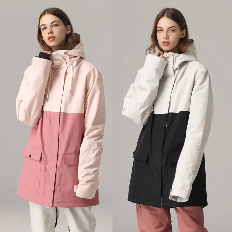 

Women Ski Jacket New Winter Warm Windproof Waterproof Mid-length Skiing Snowboard Jacket Female Outdoor Breathable Snow Coat