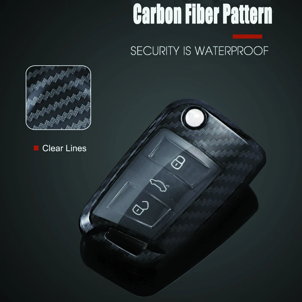 

High Quality car key wallet case For Volkswagen VW Golf 7 Skoda Octavia Karoq For SEAT Ateca Leon Ibiza 2015-2019 fob 3 Buttons