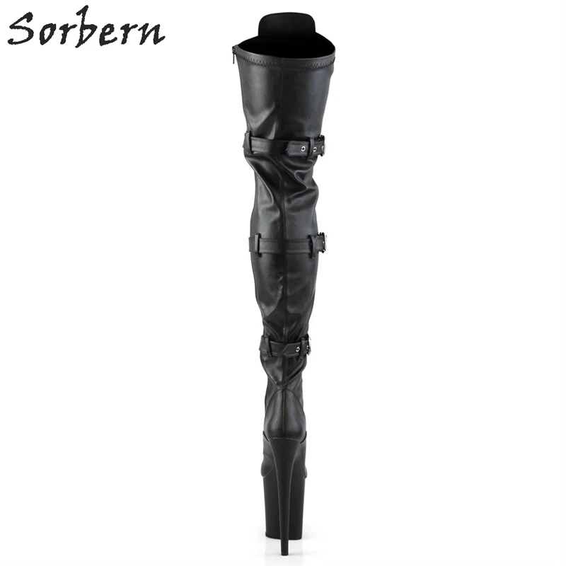 Sorbern/Сапоги выше колена на каблуке 8 дюймов; женские сапоги для стриптиза; высокие сапоги до бедра; черные сапоги на платформе и каблуке для танцев на шесте