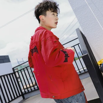 

2020 new Mens Denim Jacket Trendy Fashion Hip Hop Streetwer Ripped Denim Jacket Mens Jeans Jacket Male Cowboy Coats 3XL