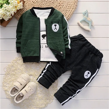 Y06-green Коллекция года, новая весенняя детская одежда, куртка, футболка и штаны комплекты одежды из 3 предметов для мальчиков, хлопковая одежда для мальчиков детская одежда - Цвет: Y06-green