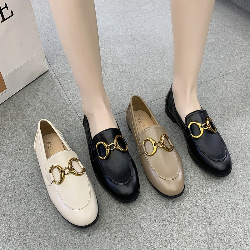 

PU Leather Loafers Woman Solid Black Zapatos De Mujer Dropshipping Nice Casual Women Slip on Flats Round Toe Platform Shoes