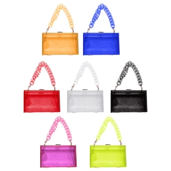 

Women Clear Acrylic Box Clutch Crossbody Bag Purse with Detachable Strap LX9F